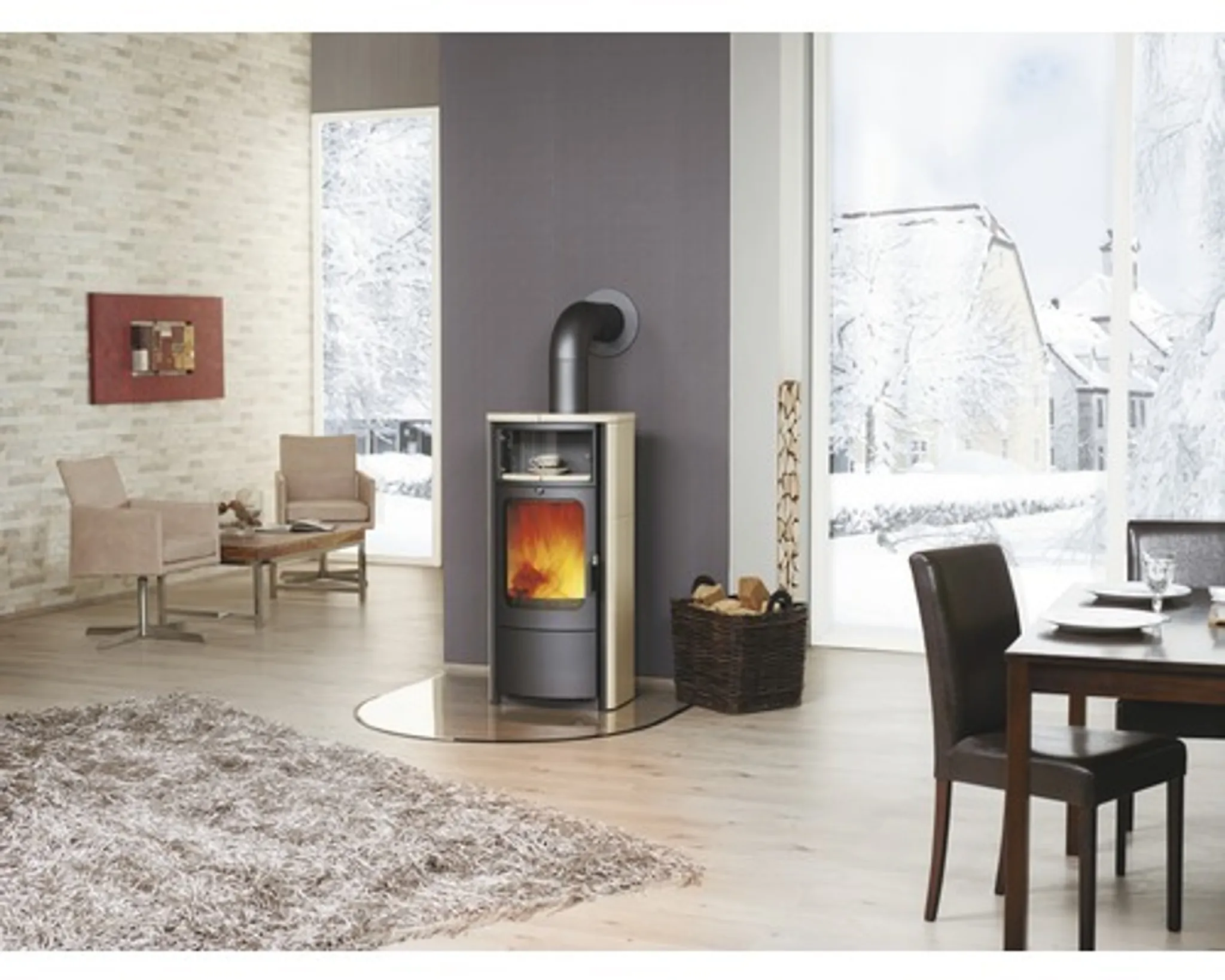 Hark Kaminofen Opera-B Keramik Creme 7 kW - Dauerbrandofen - Image 4