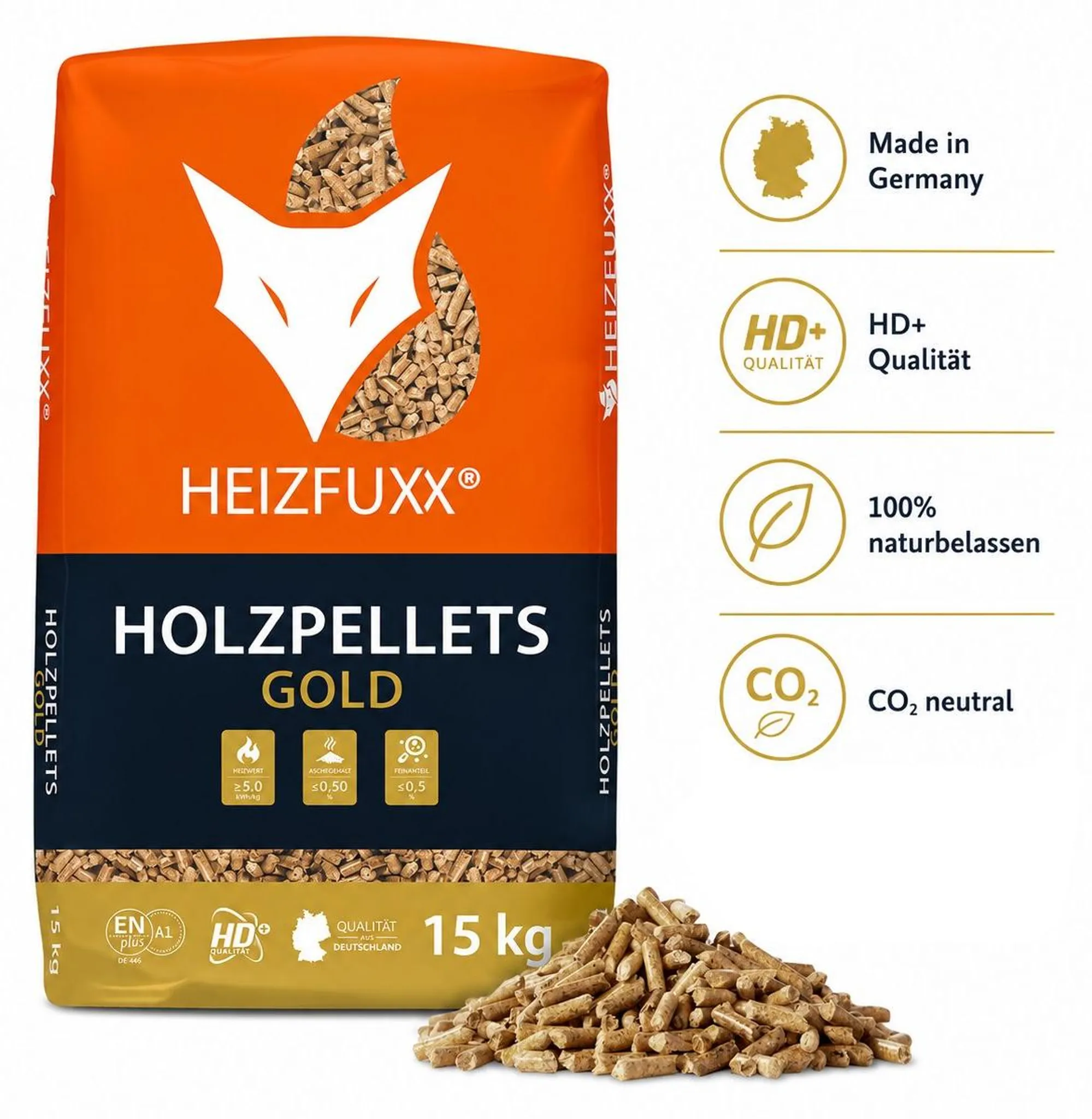 HEIZFUXX Gold HD-Qualität ENplus A1 Holzpellets Nadelholz - 975 kg Palette (65 x 15 kg) - Image 5